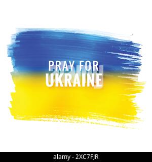 Modern flag theme pray for ukraine with brush stroke design Stock Vector