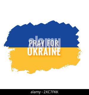 Modern flag theme pray for ukraine with brush stroke design Stock Vector