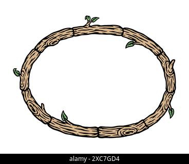 circle natural wood frame vector illustration Stock Vector