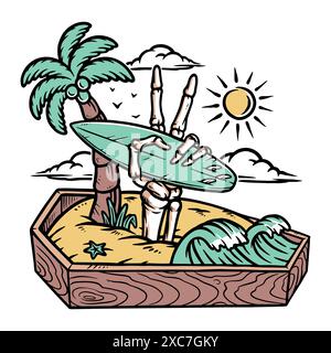 Skull chilling on the beach illustration Stock Vector Image & Art - Alamy
