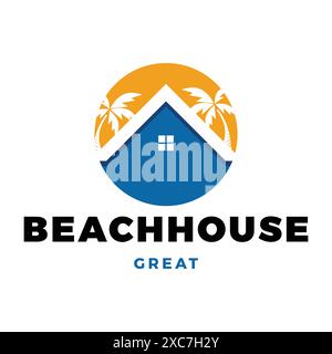 Beach House Icon Logo Design Template Stock Vector