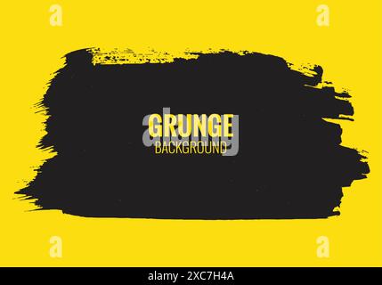 Abstract black grunge stroke on yellow background illustration Stock Vector
