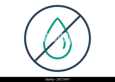 No water icon. water drop with cross. icon related to scarcity. line icon style. water scarcity elements vector illustration Stock Vector