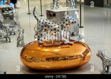 Metal dogs are home decoration items according to each person's lifestyle. Stock Photo