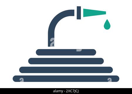 hose icon. icon related to irrigation. solid icon style. Irrigation elements vector illustration Stock Vector