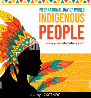 Indigenous People Day Social Media Background Flat Cartoon Hand Drawn ...