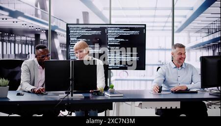 Agile Pair Programming And Extreme Coding. Business Software Stock Photo