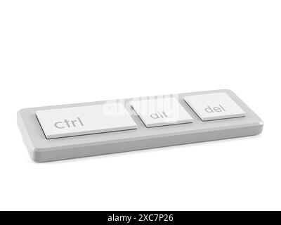Mini keyboard ctr alt del on a white background. 3d illustration. Stock Photo