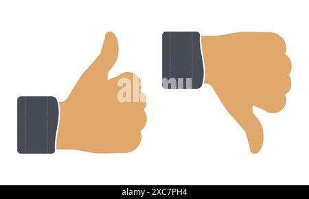 Top and Bottom Thumb Design. Thumb Hand Gesture Vector. Likes and Dislikes Illustration. Stock Vector