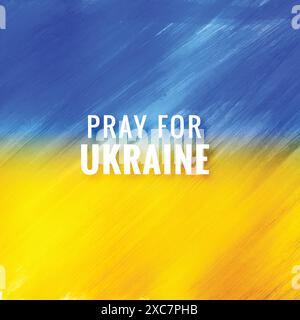 Modern flag theme pray for ukraine text texture background Stock Vector
