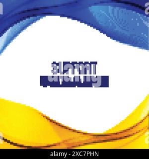 Support ukraine text modern wave flag theme background Stock Vector