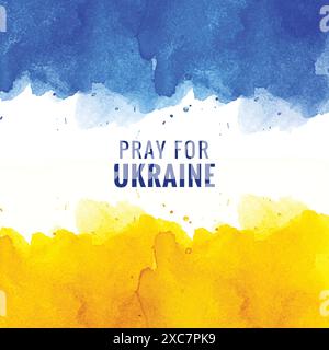 Modern flag theme pray for ukraine text texture background Stock Vector