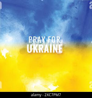 Modern flag theme pray for ukraine text texture background Stock Vector