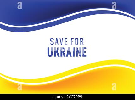 Save for ukraine text modern wave flag theme background Stock Vector
