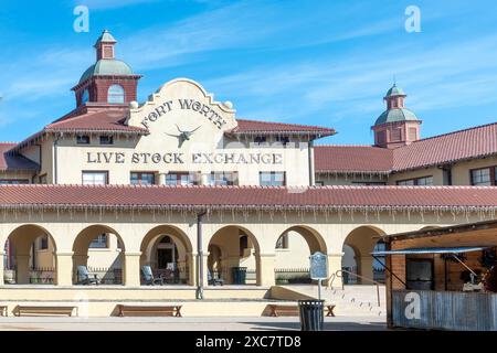 Fort Worth, USA - November 5, 2023: The Live Stock Exchange building located in the famous Stockyards is now home to the North Fort Worth Historical S Stock Photo