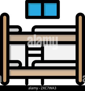 Dormitory line icon. room, bedroom icons, can be used for websites, UI and mobile app. Vector Illustrations. Stock Vector