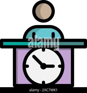 Lecture time lineal icon. teaching room, Professor, seminar, wall clock flat icons. Suitable for websites, UI and mobile apps. Stock Vector