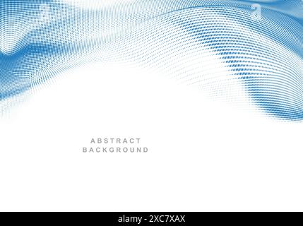Abstract blue dotted flowing wave background illustration Stock Vector