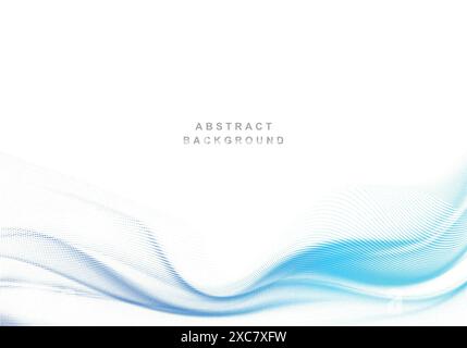 Abstract blue dotted flowing wave background illustration Stock Vector