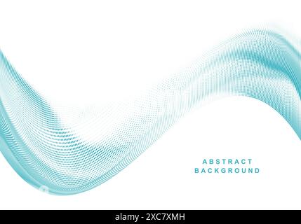 Abstract dotted particles flowing wave background Stock Vector