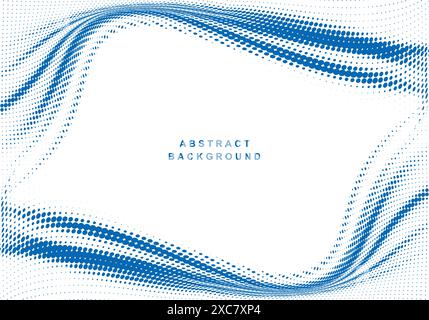 Elegant blue dotted particles flowing wave illustration Stock Vector