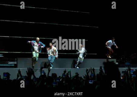 Rome, Italy. 14th June, 2024. Rome, Big Time Rush at Parco della musica Ennio Morricone in the photo: Big Time Rush (Logan Henderson, James Maslow, Carlos PenaVega and Kendall Schmidt Credit: Independent Photo Agency/Alamy Live News Stock Photo