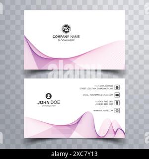 Modern business card template with purple wave background Stock Vector