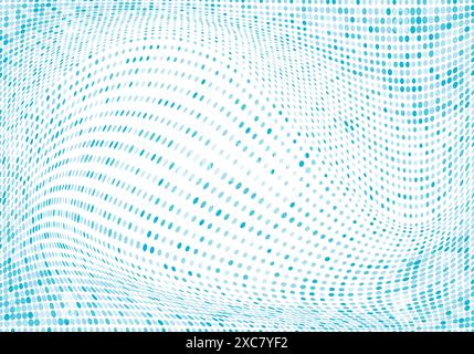Abstract colorful blue dotted flowing wave background Stock Vector