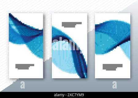 Abstract wave blue banners set design Stock Vector