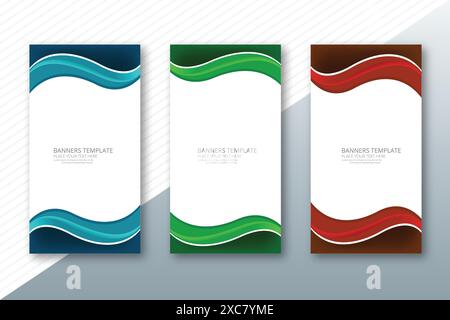 Abstract wave colorful banners set design Stock Vector