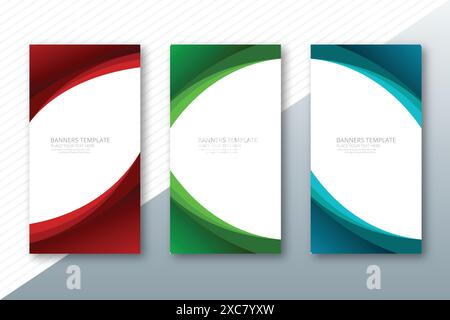 Abstract flowing colorful wave banners set design Stock Vector