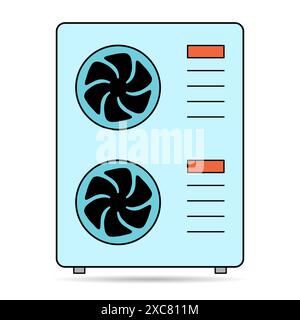 Heat pump air source shadow icon, cooling electric system machine, cool web vector illustration . Stock Vector