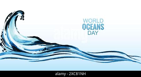 World ocean day celebration sea wave banner design Stock Vector