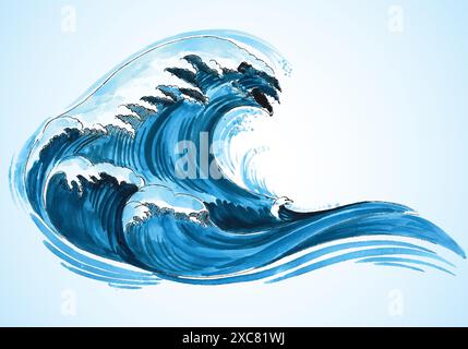 Sea waves world ocean day background illustration Stock Vector