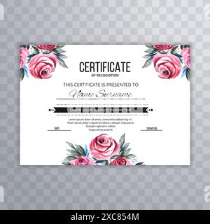 Flower certificate template for achievements graduation diploma design Stock Vector