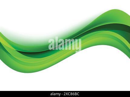 Elegant green abstract wave background with gold lines featuring smooth ...