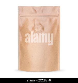 Stand Up Pouch Mockup 3D Rendering Isolated on White Background Stock Photo