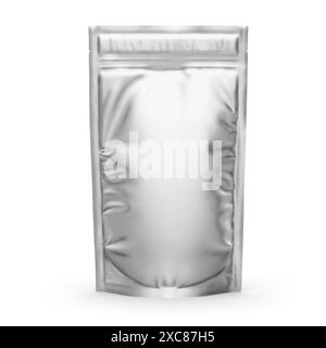 Stand Up Pouch Mockup 3D Rendering Isolated on White Background Stock Photo