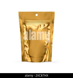Stand Up Pouch Mockup 3D Rendering Isolated on White Background Stock Photo