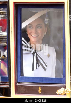 London, UK. June 15thth, 2024. The Princess of Wales attend Trooping the Colour, London. Credit: Doug Peters/EMPICS/Alamy Live News Stock Photo