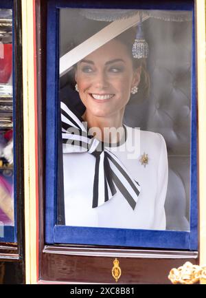 London, UK. June 15thth, 2024. The Princess of Wales attend Trooping the Colour, London. Credit: Doug Peters/EMPICS/Alamy Live News Stock Photo
