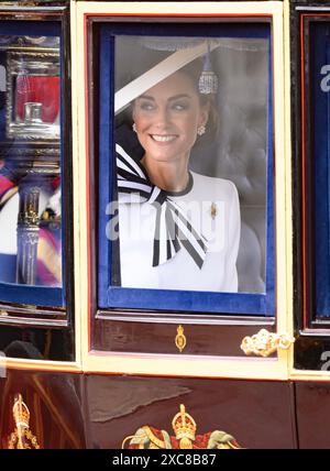 London, UK. June 15thth, 2024. The Princess of Wales attends Trooping the Colour, London. Credit: Doug Peters/EMPICS/Alamy Live News Stock Photo