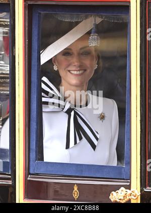 London, UK. June 15thth, 2024. The Princess of Wales attend Trooping the Colour, London. Credit: Doug Peters/EMPICS/Alamy Live News Stock Photo