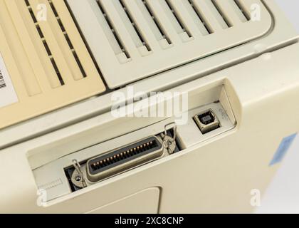 Closeup of Printer Power and Connection Ports Stock Photo