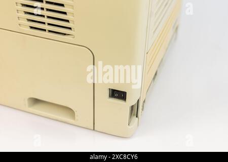 Closeup of Printer On/Off Switch Button Stock Photo