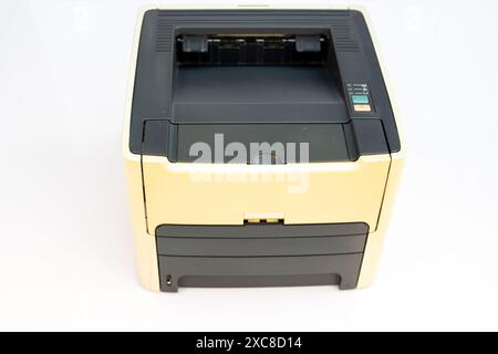 Office Laser Printer on White Background Stock Photo