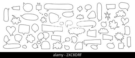 A vibrant set of doodles of speech bubbles on a clean white background. A set for use in comics, presentations and creative projects. Isolated on a wh Stock Vector