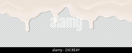 Yogurt, milk or cream surface creamy liquid melt splash flowing background. Vector white milk splash or ice cream flow soft texture on transparent bac Stock Vector