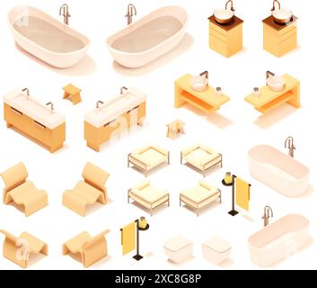 Toilet bathroom icon set. Isometric set of toilet bathroom vector icons ...