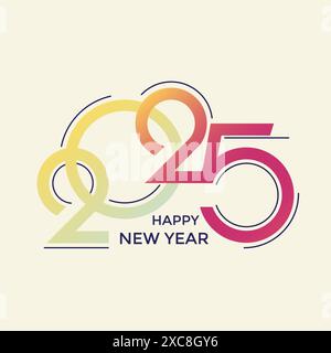Creative Design to 2025 New Year Posters, Greeting Cards, or banners design. Logo Text 2025 design Happy New Year Celebration concept. Stock Vector